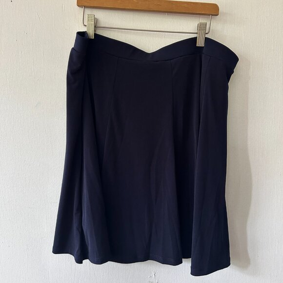 Susan Graver Slinky Knit Skort Womens Large Navy Pull On Elastic Waist - Picture 4 of 5